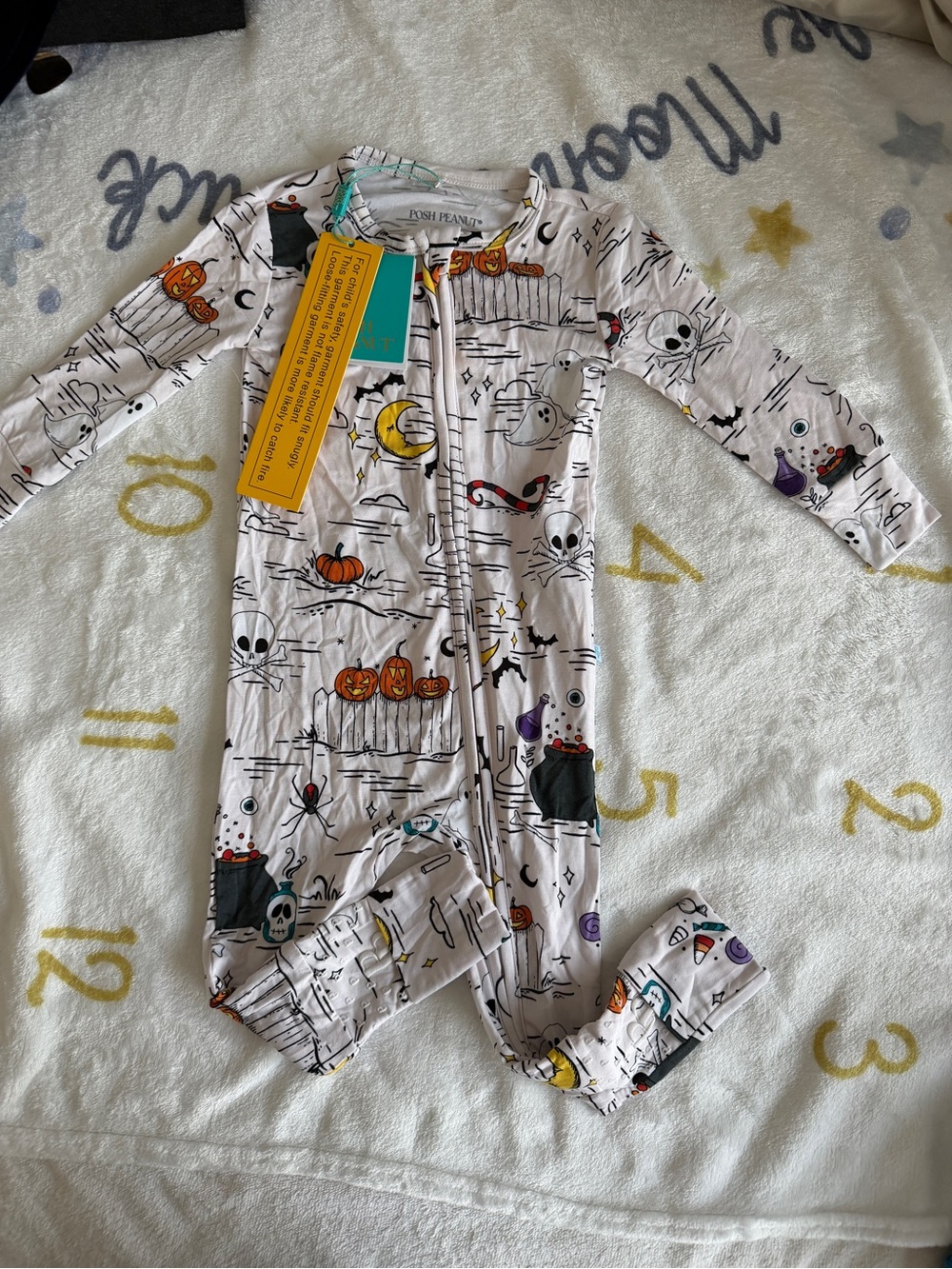 NWT posh peanut Halloween print convertible footies, 9-12M